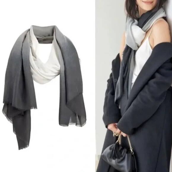 NIP! Carly Cushnie Luxury Grey Horizon Ombre Oversized Scarf - Picture 1 of 12